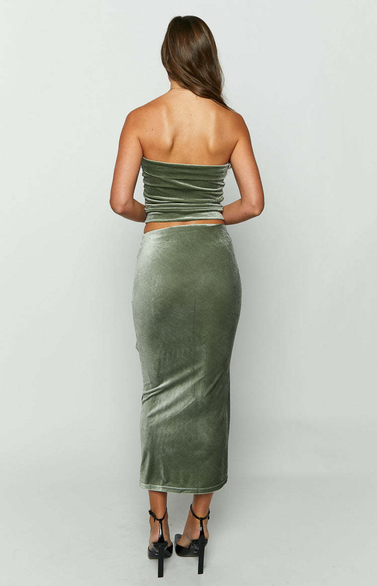 Arleth Green Velvet Maxi Skirt-Vavasi.All Rights Reserved.