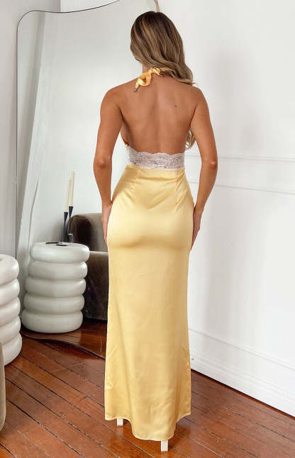 Arli Yellow Lace Maxi Dress-Vavasi.All Rights Reserved.