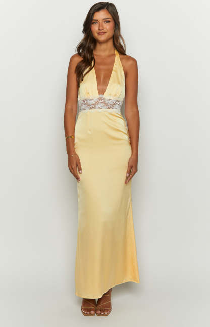 Arli Yellow Lace Maxi Dress-Vavasi.All Rights Reserved.