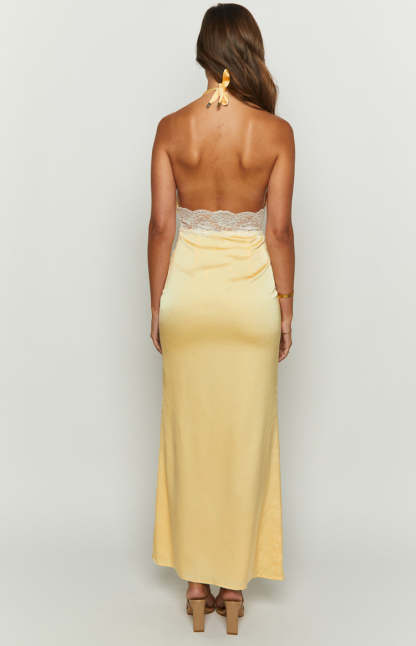 Arli Yellow Lace Maxi Dress-Vavasi.All Rights Reserved.