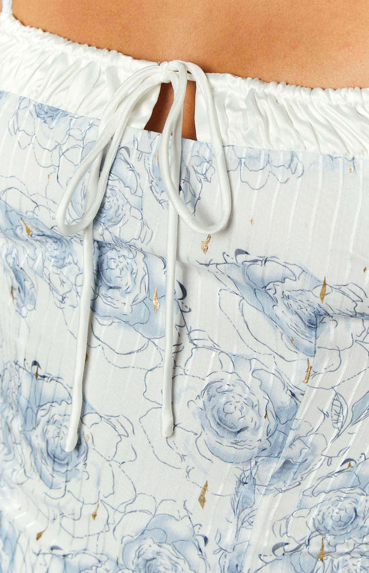 Arlowe Blue Floral Mini Dress-Vavasi.All Rights Reserved.