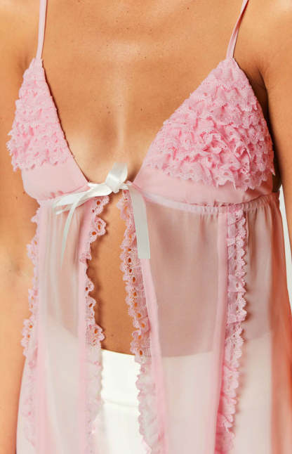 As It Was Pink Frill Cami Top-Vavasi.All Rights Reserved.