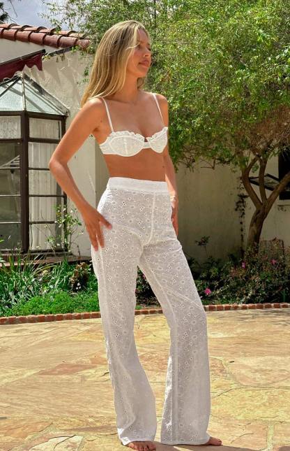 Ash White Floral Pants-Vavasi.All Rights Reserved.