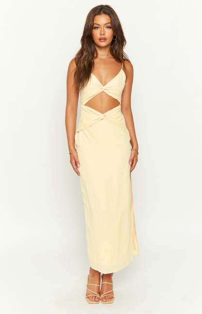 Asha Cream Twist Midi Dress-Vavasi.All Rights Reserved.