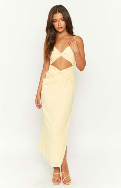 Asha Cream Twist Midi Dress-Vavasi.All Rights Reserved.