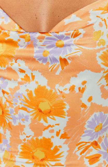 Ashi Orange Floral Long Sleeve Mini Dress-Vavasi.All Rights Reserved.