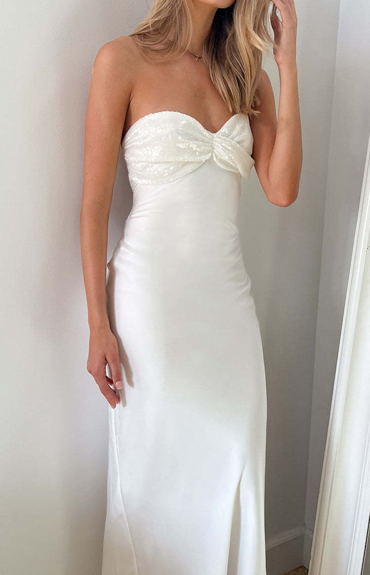 Ashley White Sequin Formal Maxi Dress-Vavasi.All Rights Reserved.