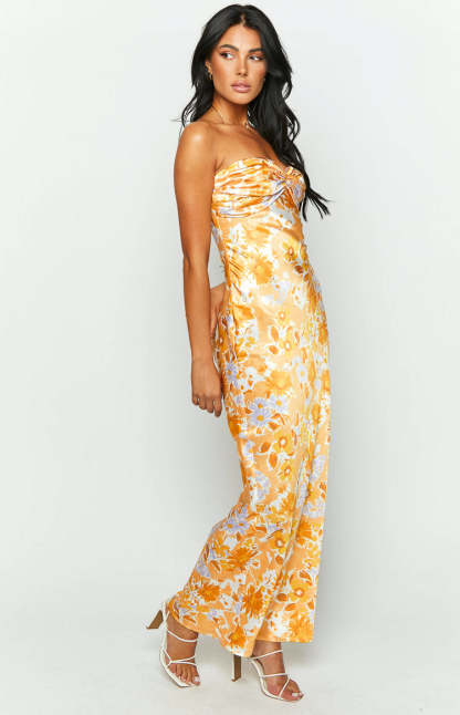 Ashley Orange Floral Formal Maxi Dress-Vavasi.All Rights Reserved.