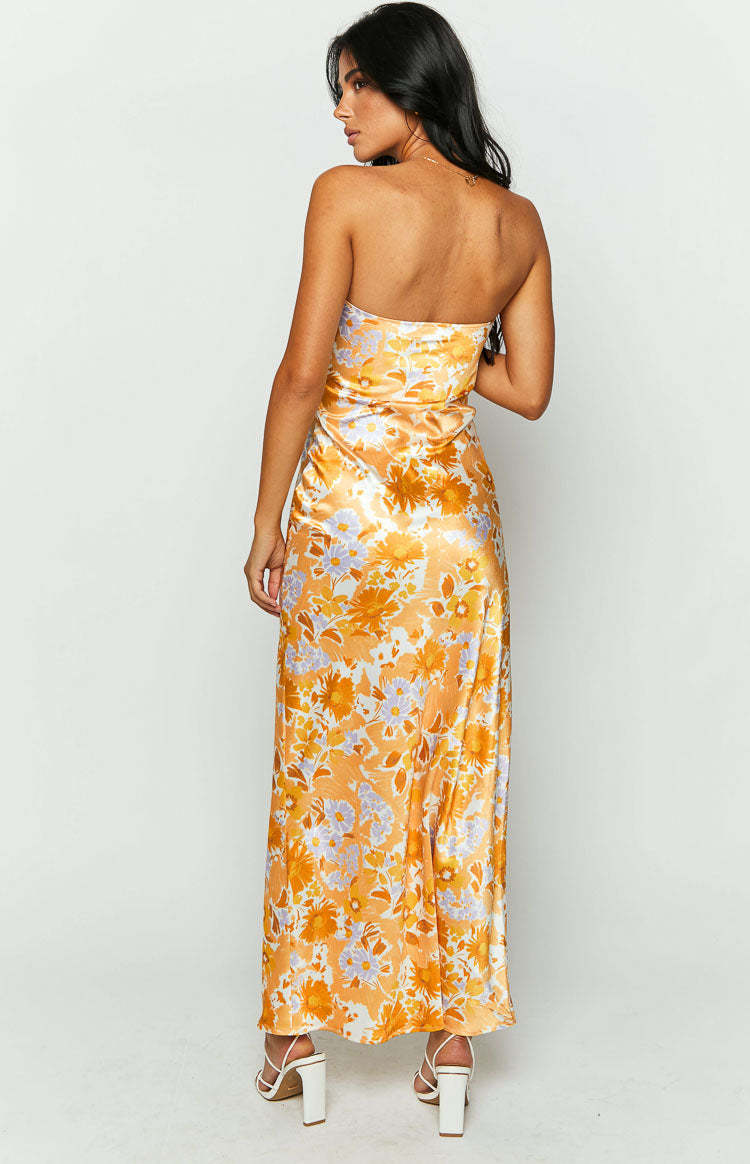 Ashley Orange Floral Formal Maxi Dress-Vavasi.All Rights Reserved.