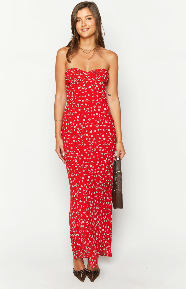 Ashley Red Floral Formal Maxi Dress-Vavasi.All Rights Reserved.