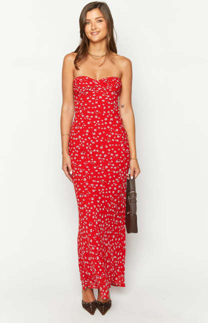 Ashley Red Floral Formal Maxi Dress-Vavasi.All Rights Reserved.
