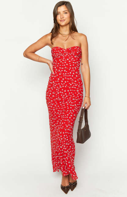 Ashley Red Floral Formal Maxi Dress-Vavasi.All Rights Reserved.