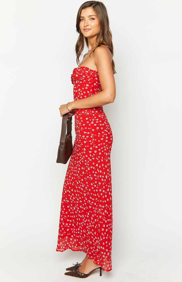 Ashley Red Floral Formal Maxi Dress-Vavasi.All Rights Reserved.