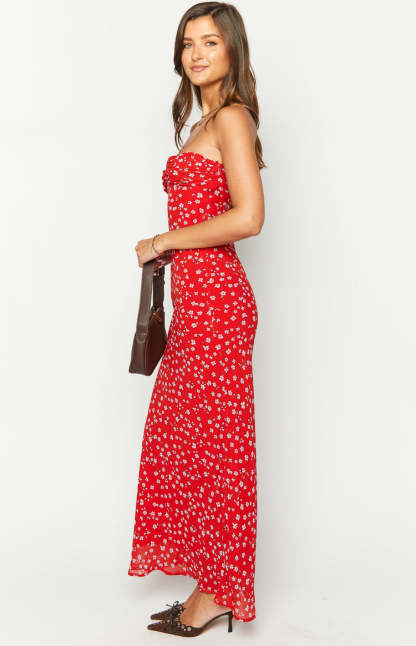 Ashley Red Floral Formal Maxi Dress-Vavasi.All Rights Reserved.