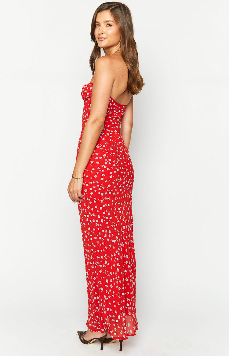 Ashley Red Floral Formal Maxi Dress-Vavasi.All Rights Reserved.