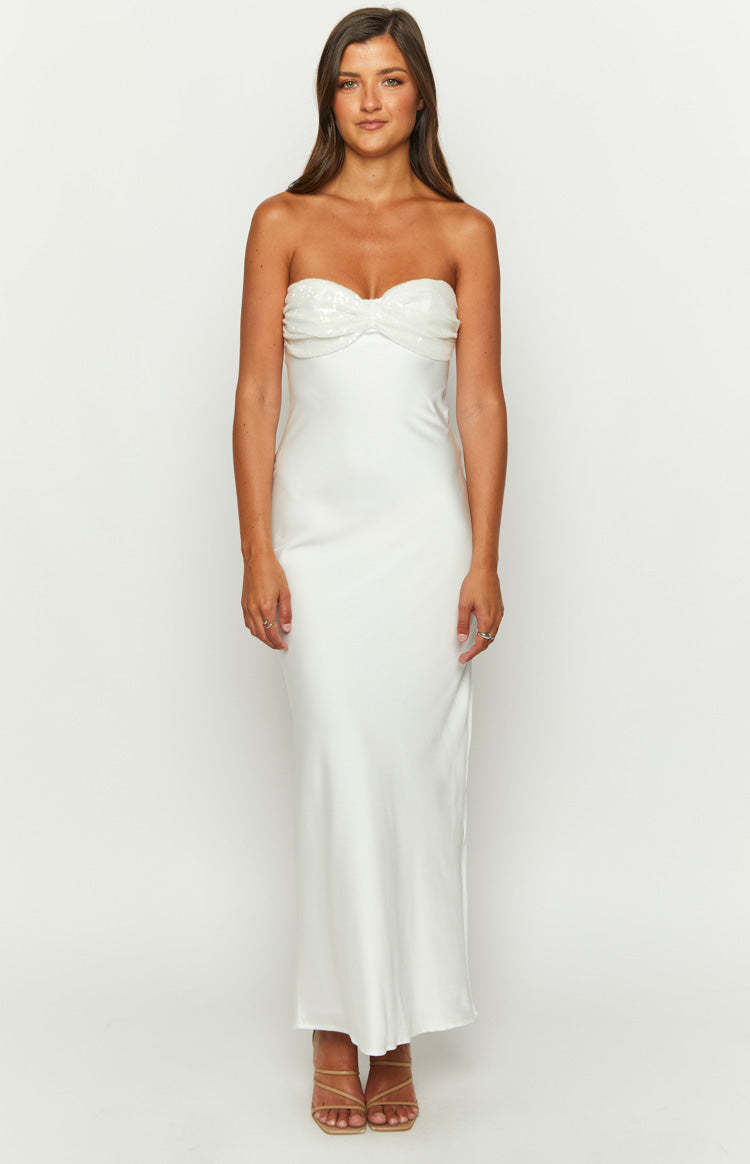 Ashley White Sequin Formal Maxi Dress-Vavasi.All Rights Reserved.