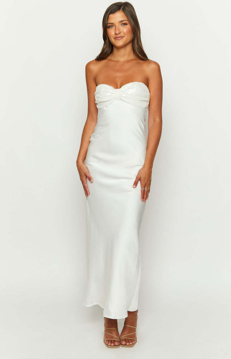 Ashley White Sequin Formal Maxi Dress-Vavasi.All Rights Reserved.