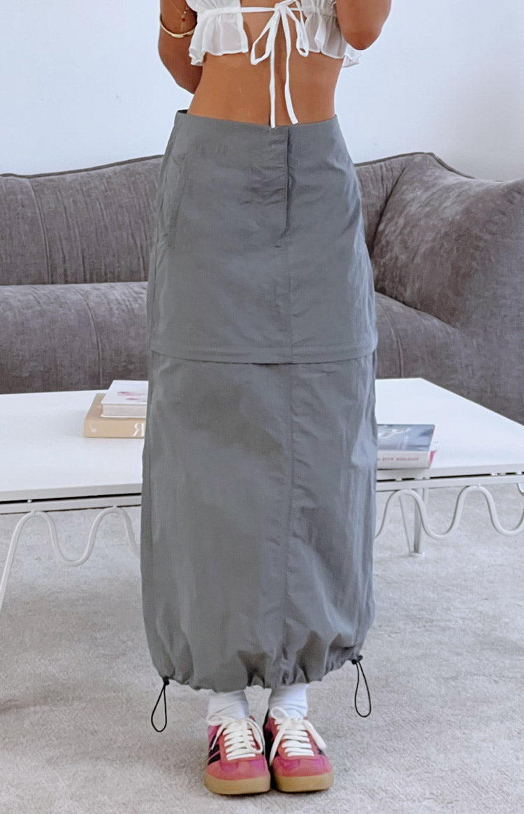 Astin Grey Cargo Midi Skirt-Vavasi.All Rights Reserved.