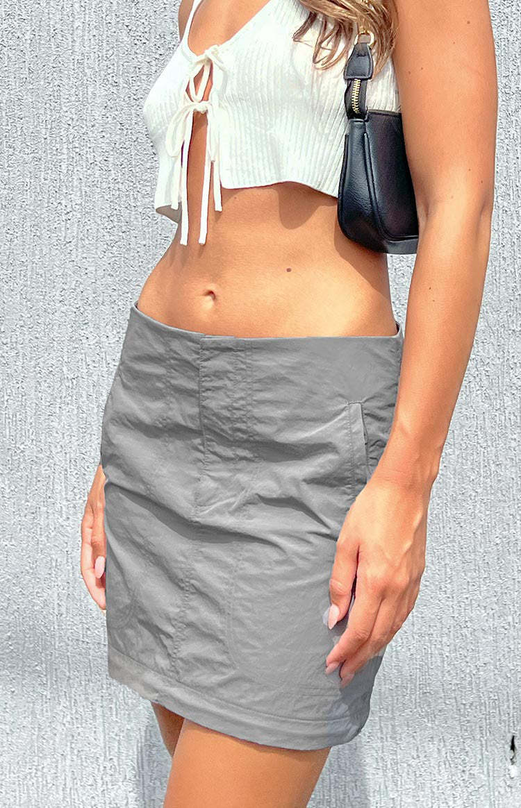 Astin Grey Cargo Midi Skirt-Vavasi.All Rights Reserved.