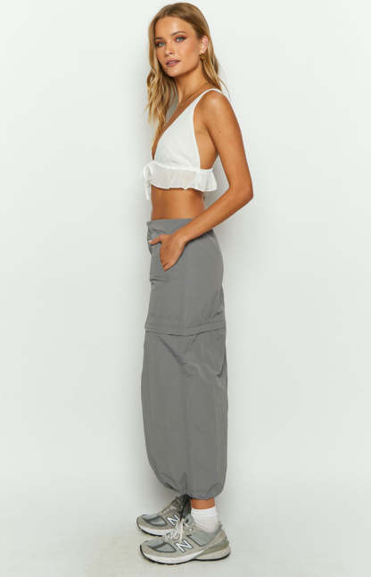 Astin Grey Cargo Midi Skirt-Vavasi.All Rights Reserved.