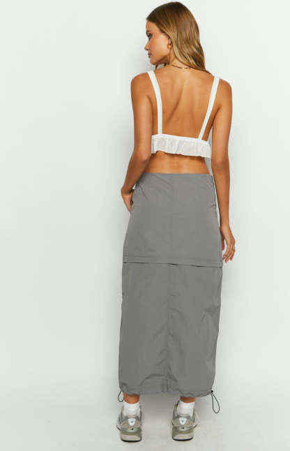 Astin Grey Cargo Midi Skirt-Vavasi.All Rights Reserved.