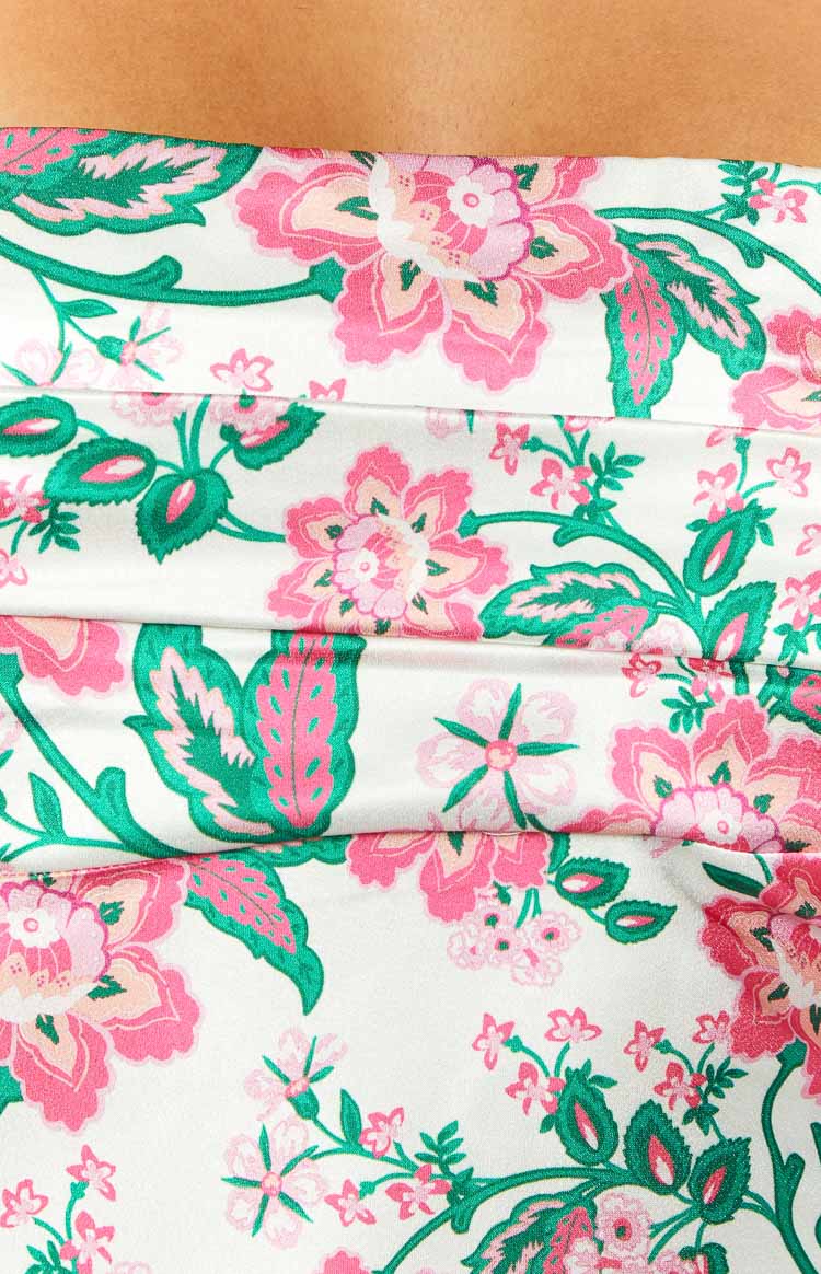 Astra Strapless Floral Satin Midi Dress-Vavasi.All Rights Reserved.