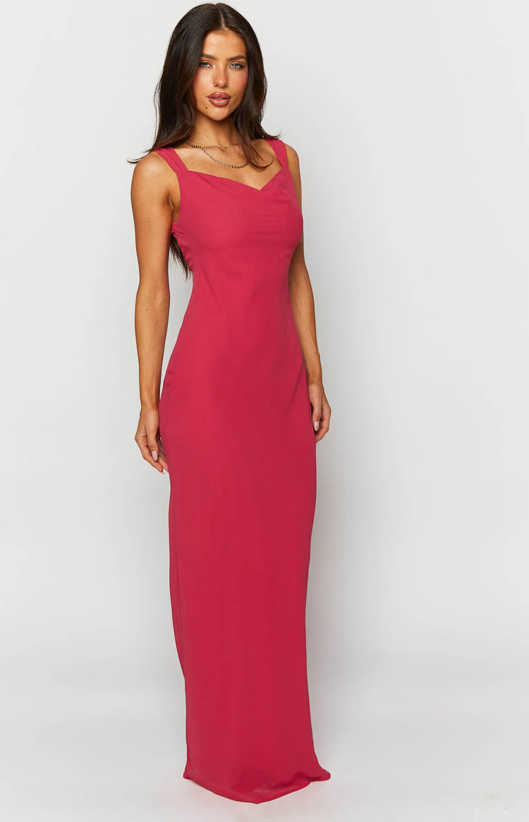 Astrid Pink Chiffon Maxi Dress-Vavasi.All Rights Reserved.