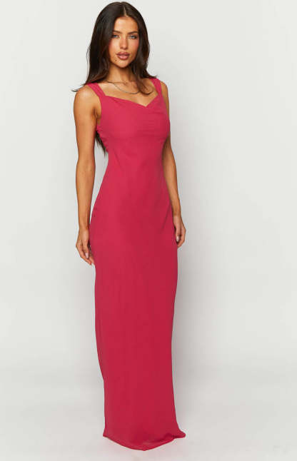 Astrid Pink Chiffon Maxi Dress-Vavasi.All Rights Reserved.