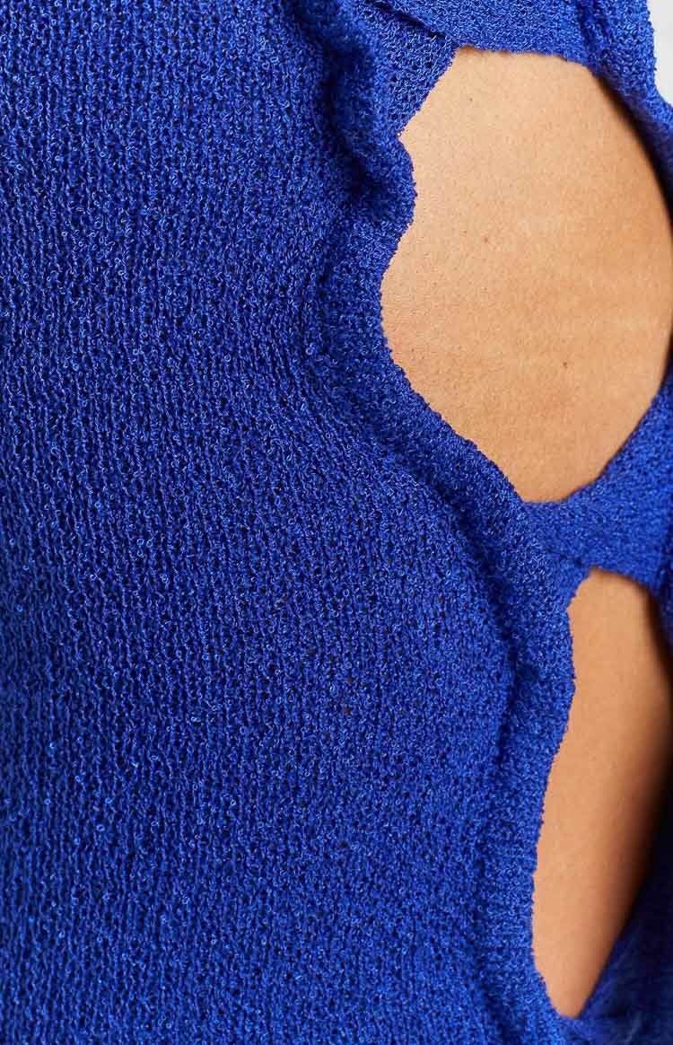 Athena Blue Strapless Side Cut Out Mini Dress-Vavasi.All Rights Reserved.