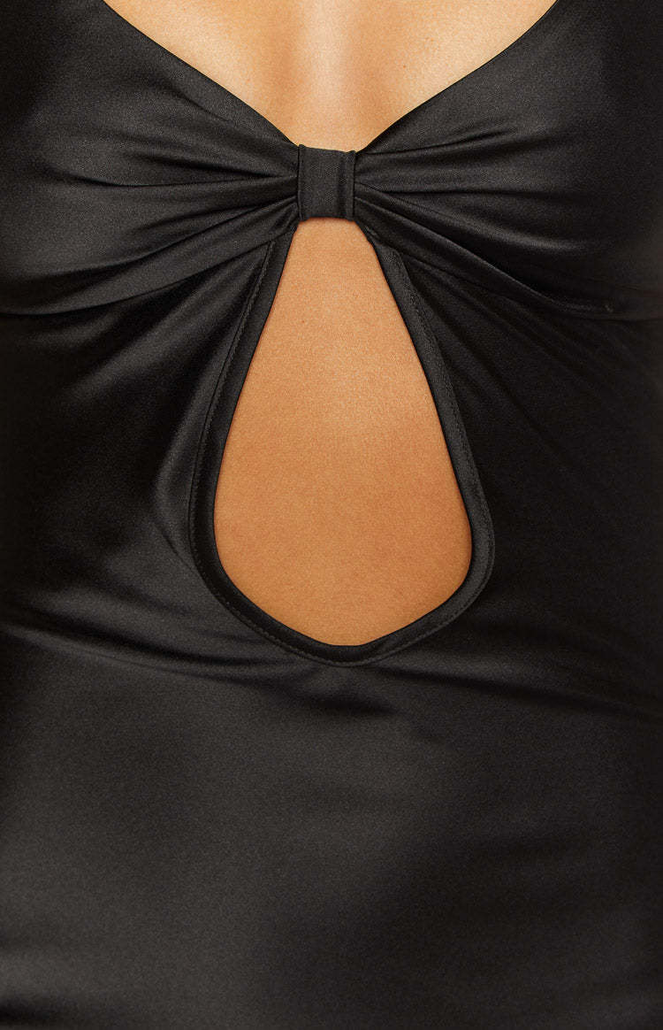 Attina Black Satin Maxi Dress-Vavasi.All Rights Reserved.