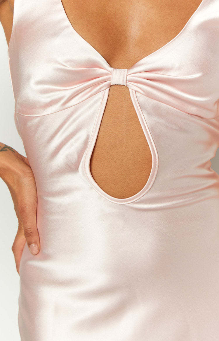 Attina Pink Satin Maxi Dress-Vavasi.All Rights Reserved.