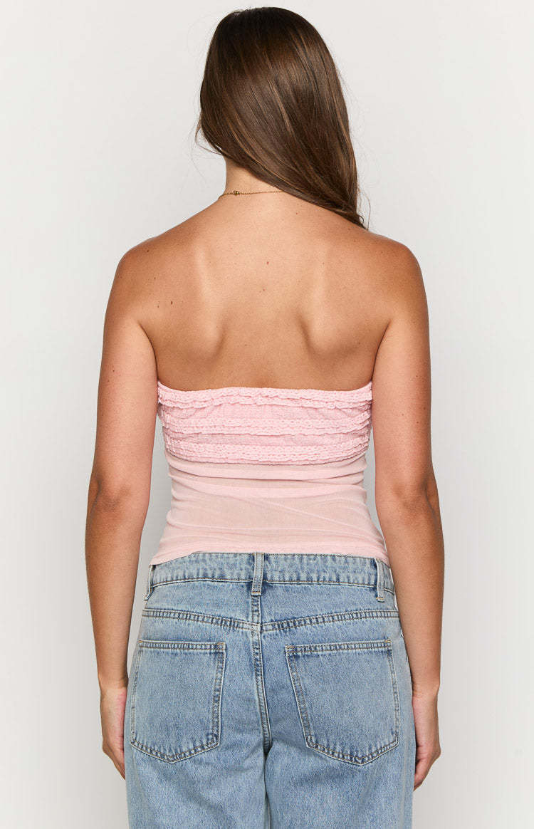 Aubrielle Pink Ruffle Top-Vavasi.All Rights Reserved.