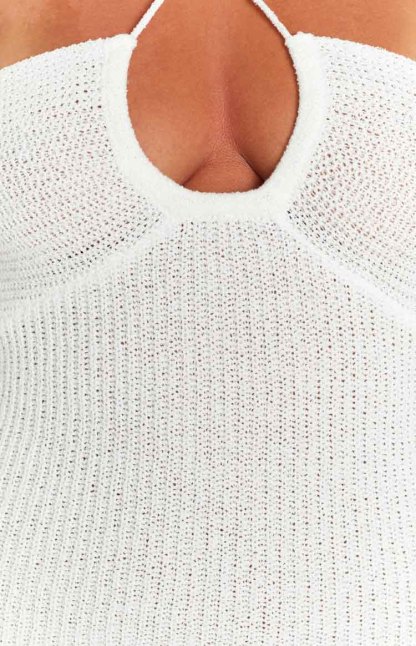 Audelia White Knit Mini Dress-Vavasi.All Rights Reserved.