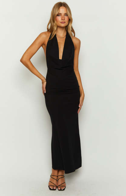 Aura Black Maxi Dress-Vavasi.All Rights Reserved.
