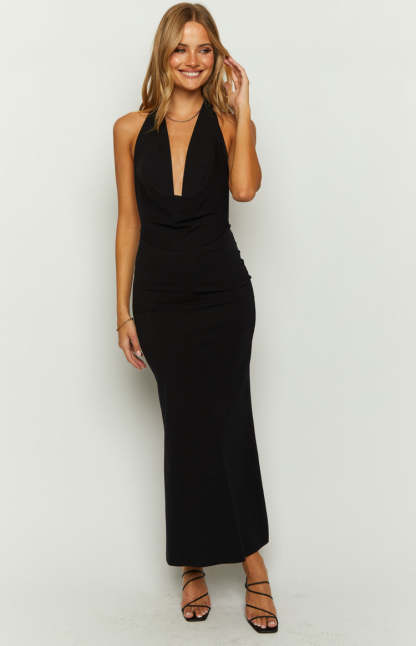 Aura Black Maxi Dress-Vavasi.All Rights Reserved.