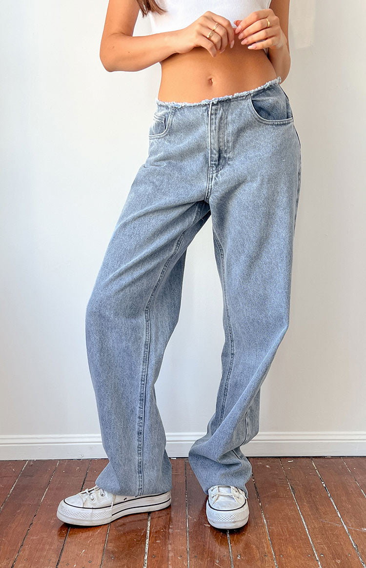 Austin Mid Rise Mid Wash Blue Denim Jeans-Vavasi.All Rights Reserved.
