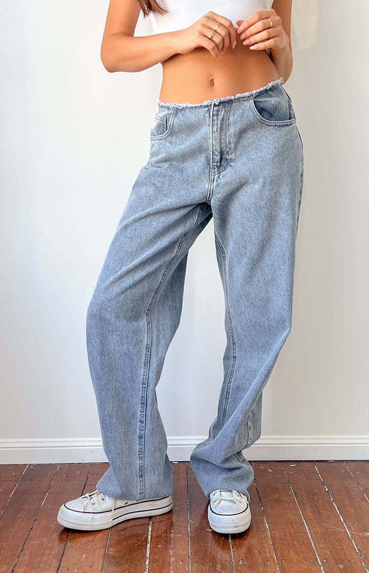 Austin Mid Rise Mid Wash Blue Denim Jeans-Vavasi.All Rights Reserved.