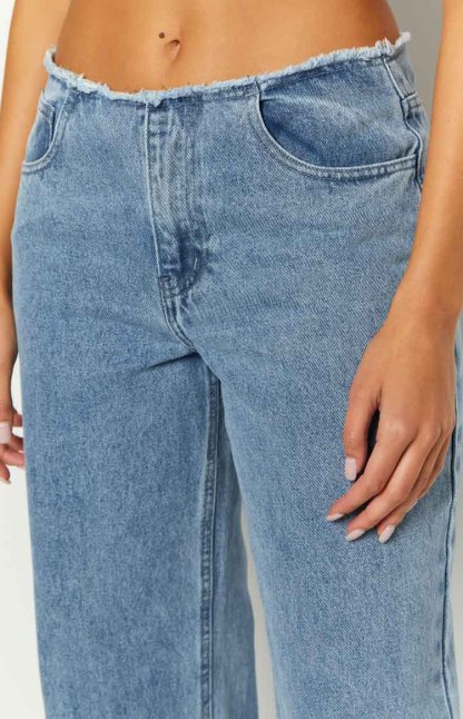 Austin Mid Rise Mid Wash Blue Denim Jeans-Vavasi.All Rights Reserved.