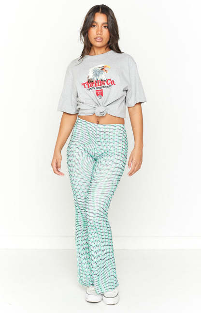 Avalon Green Mesh Mid Rise Pant-Vavasi.All Rights Reserved.