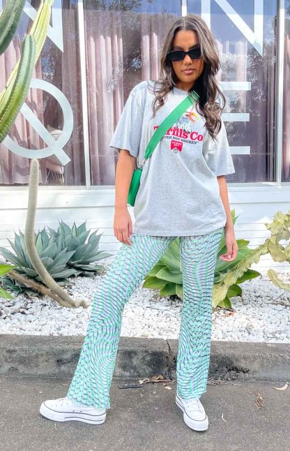 Avalon Green Mesh Mid Rise Pant-Vavasi.All Rights Reserved.