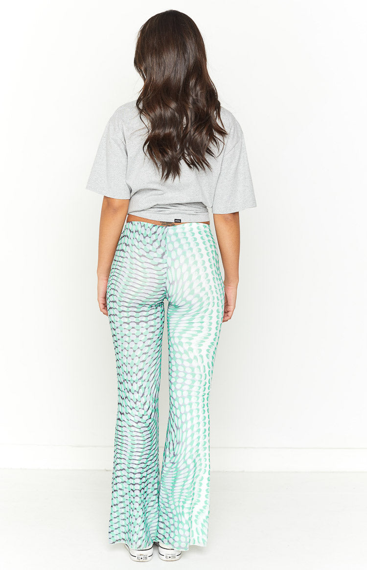 Avalon Green Mesh Mid Rise Pant-Vavasi.All Rights Reserved.