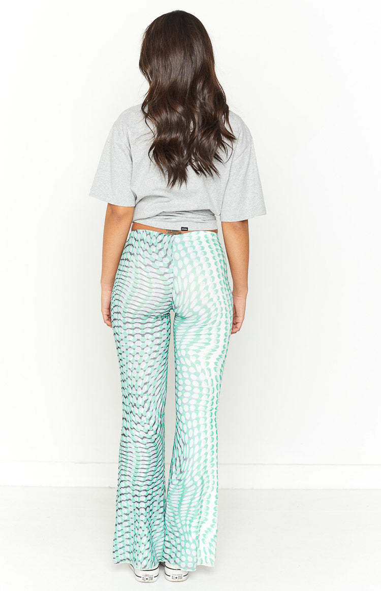 Avalon Green Mesh Mid Rise Pant-Vavasi.All Rights Reserved.