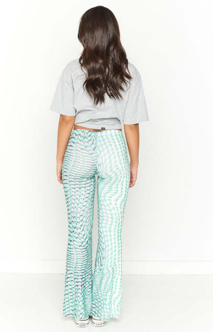 Avalon Green Mesh Mid Rise Pant-Vavasi.All Rights Reserved.