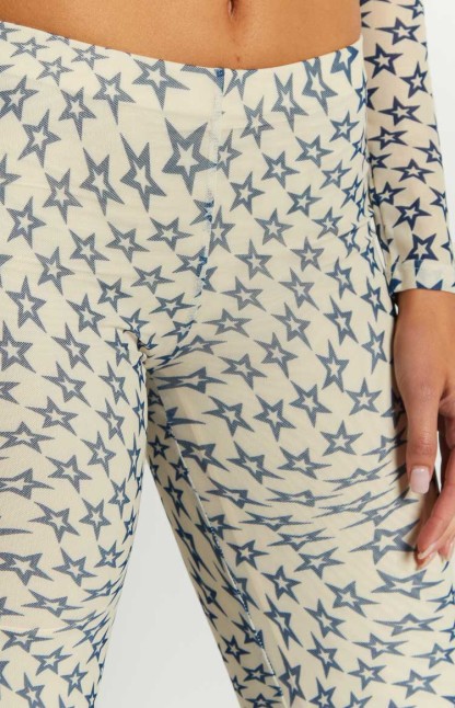 Avalon Star Print Mesh Mid Rise Pants-Vavasi.All Rights Reserved.