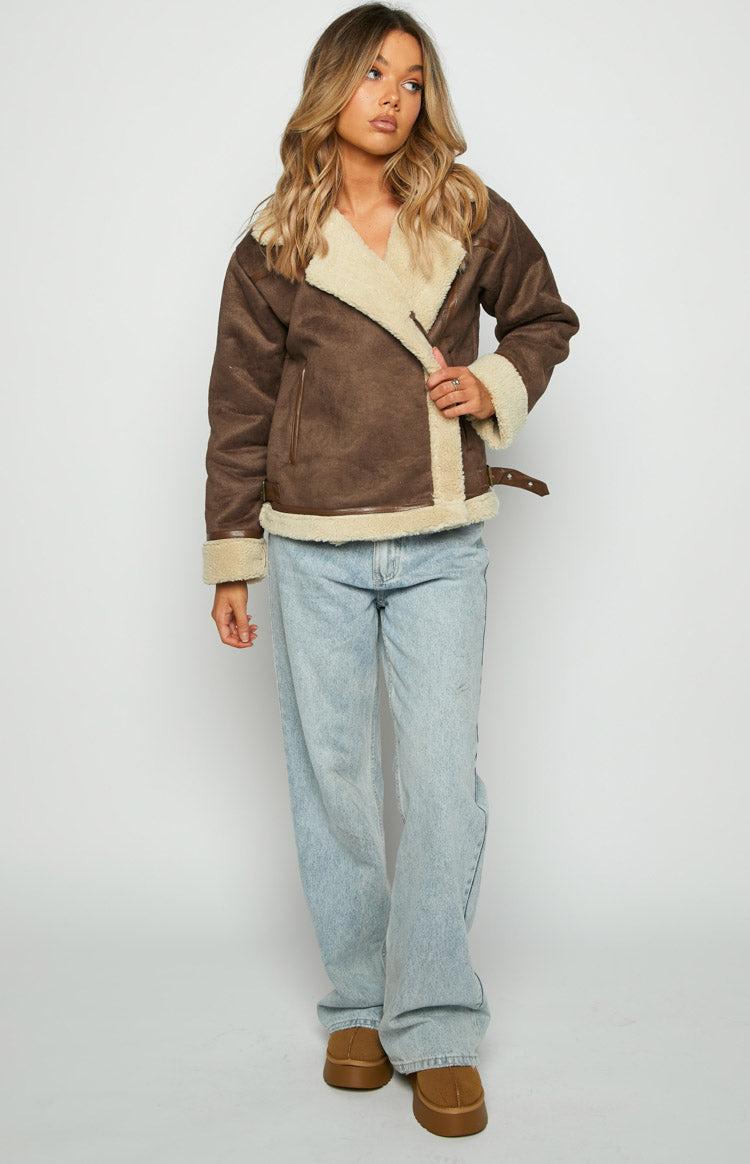 Aviator Brown Sherpa Jacket-Vavasi.All Rights Reserved.