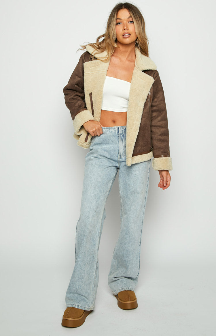 Aviator Brown Sherpa Jacket-Vavasi.All Rights Reserved.