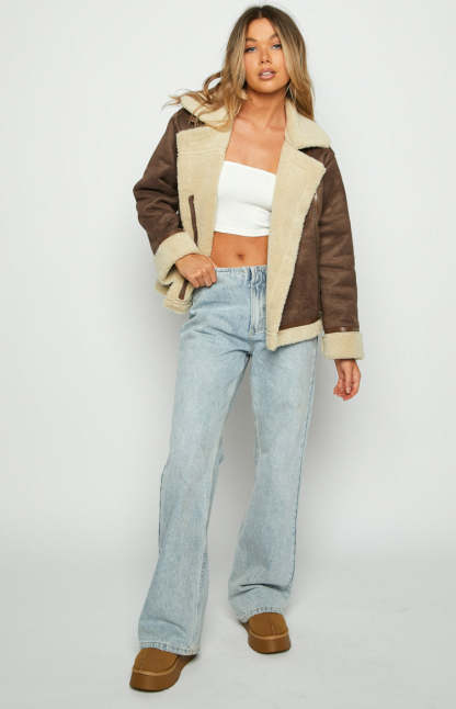 Aviator Brown Sherpa Jacket-Vavasi.All Rights Reserved.