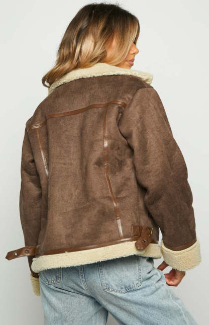 Aviator Brown Sherpa Jacket-Vavasi.All Rights Reserved.