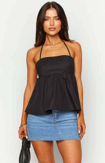 Axl Black Halter Top-Vavasi.All Rights Reserved.