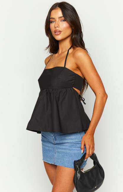 Axl Black Halter Top-Vavasi.All Rights Reserved.
